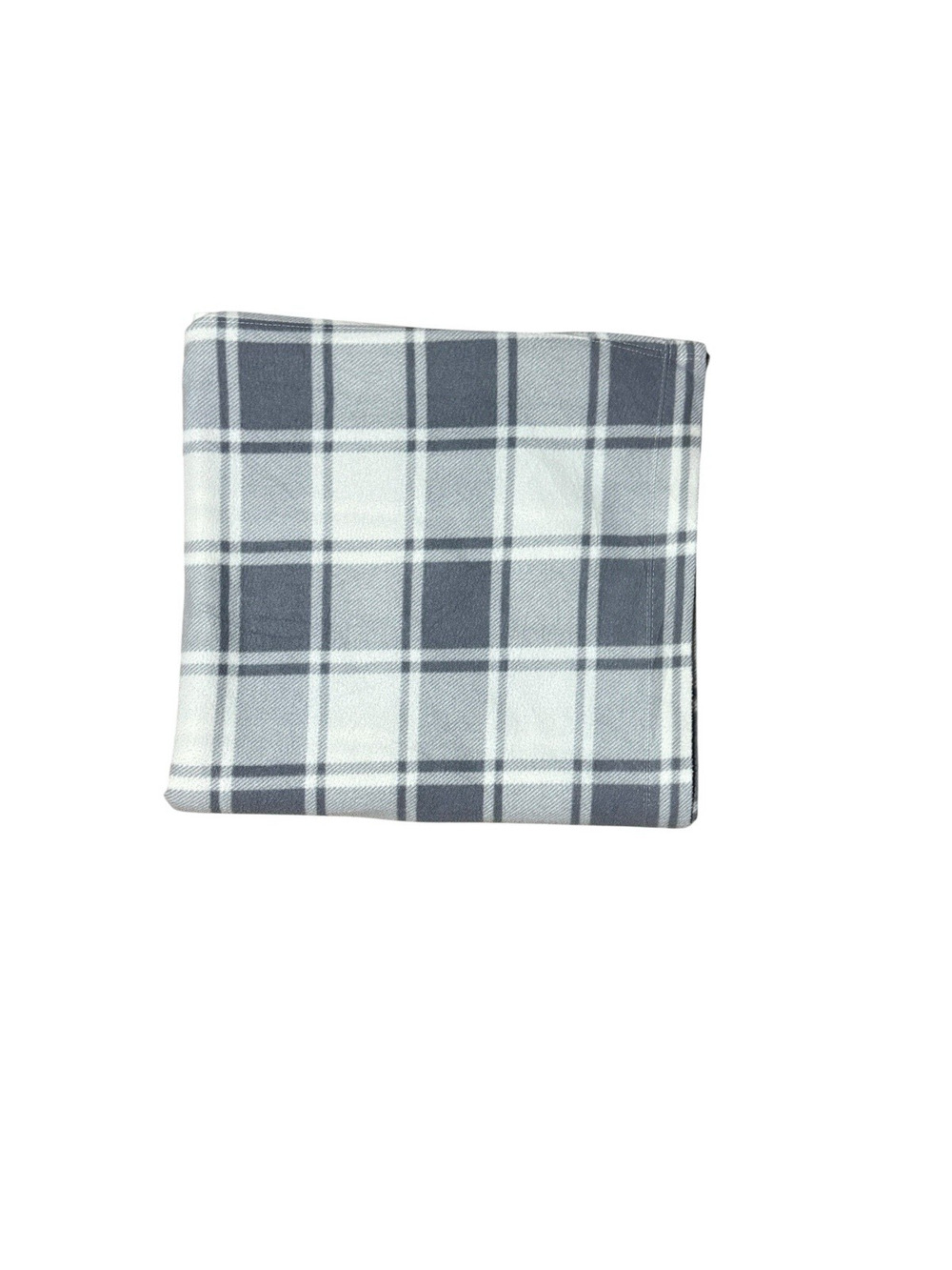 Great Bay Home Plaid Fleece Throw Blanket Gray White Dara Sheet Cover Quilt